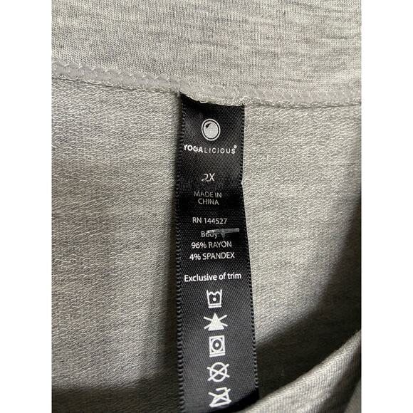 Yogalicious Womens Top Size 2X Gray Drape Faux Wrap Cowl Neck Heather Tunic NEW - Picture 4 of 4